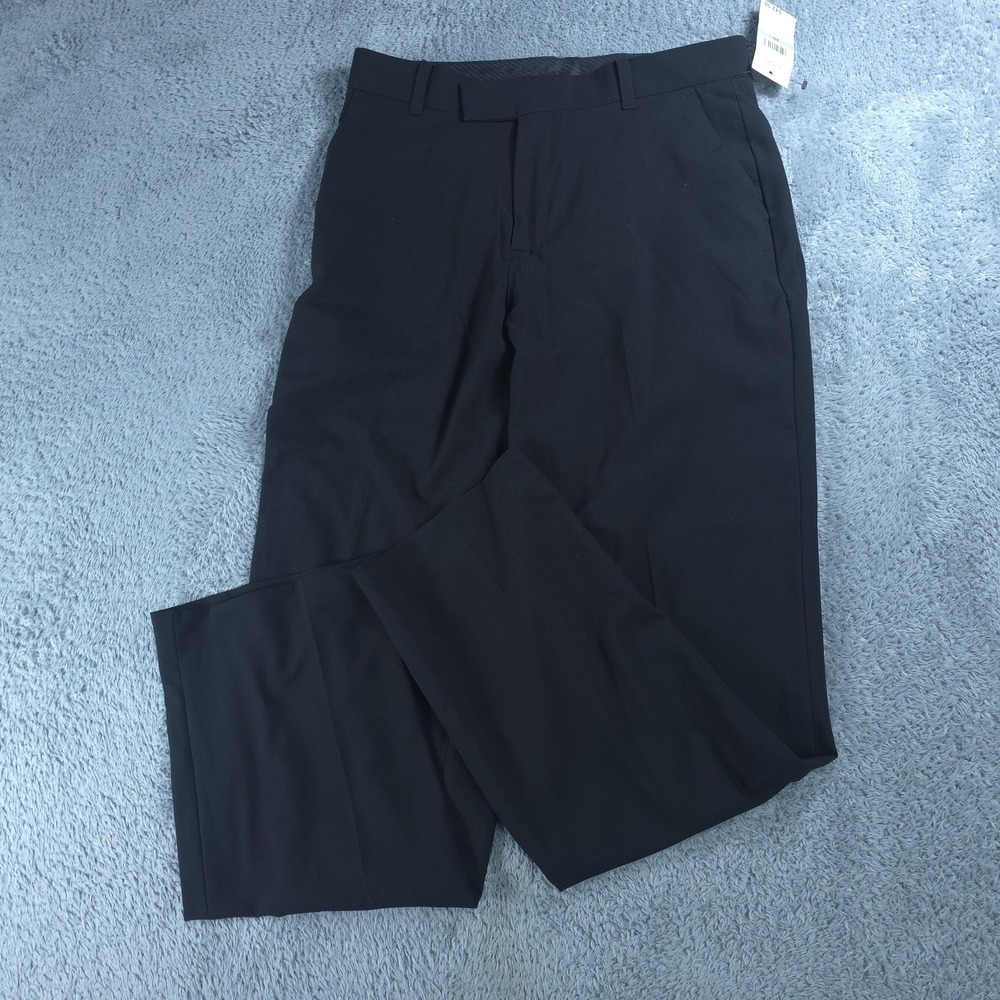 Calvin Klein Dress Pants Womens 20 Black Slim Fit Flat Front Stretch Trousers